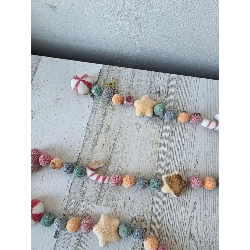 Vintage sugared candy Garland hearts candy cane striped pastel Xmas tree unique